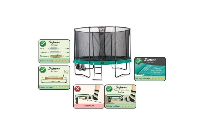 EXIT Supreme Trampoline ø427cm Met Ladder En Schoenenzak Groen 2 EXIT Supreme Trampoline ø427cm Met Ladder En Schoenenzak Groen - Afbeelding 2
