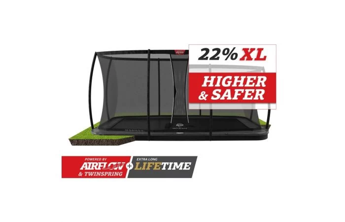 BERG Ultim Elite FlatGround 500x300 Grijs + Veiligheidsnet Deluxe Xl 1 BERG Ultim Elite FlatGround 500x300 Grijs + Veiligheidsnet Deluxe Xl