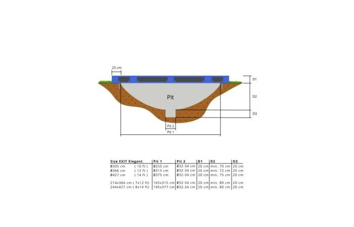 EXIT Elegant Premium Inground Trampoline Met Deluxe Veiligheidsnet 214x366 Blauw 3 EXIT Elegant Premium Inground Trampoline Met Deluxe Veiligheidsnet 214x366 Blauw - Afbeelding 3