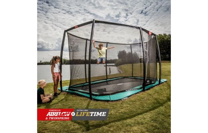 BERG Ultim Champion FlatGround 410x250 Grijs + Veiligheidsnet Deluxe Xl 2 BERG Ultim Champion FlatGround 410x250 Grijs + Veiligheidsnet Deluxe Xl - Afbeelding 2