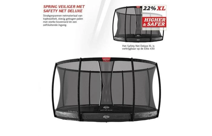 BERG Elite InGround Trampoline 430 Grijs + Veiligheidsnet Deluxe Xl 6 BERG Elite InGround Trampoline 430 Grijs + Veiligheidsnet Deluxe Xl - Afbeelding 6